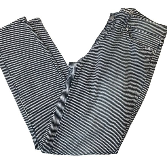 Gap Womens Coupe Moulante Skinny Jeans Blue Pinstripe Stretch Low Rise Denim 2 - Picture 3 of 5